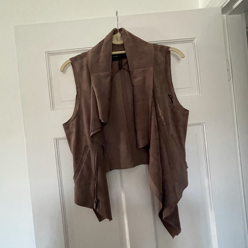 BCBGSuede vest in a taupe/grey color. New w/o tags